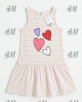 H&M Girls Heart Print Sleeveless Cotton Pink Frock – Bangladesh Import