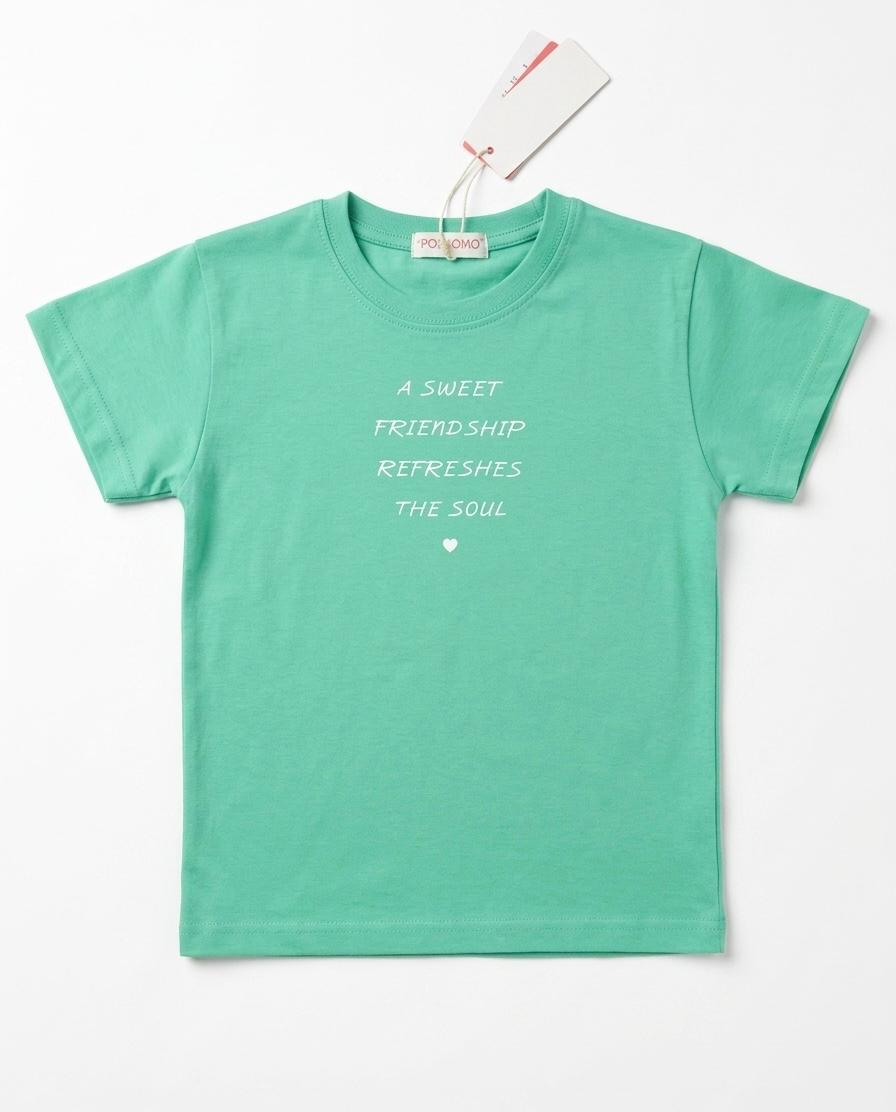 Kids Summer Graphic T-Shirt - Mint Green Crew Neck Tee