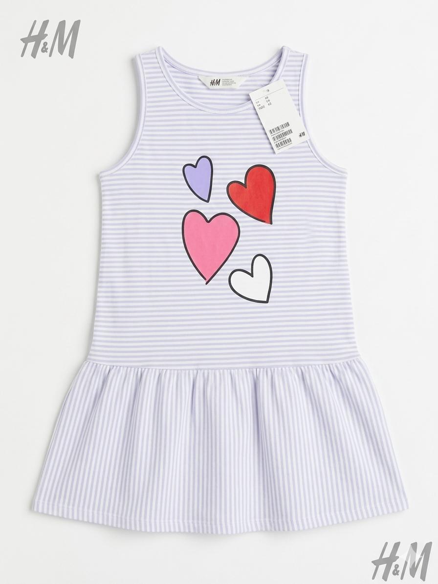Kids Striped Heart Frock - Baby Girl Summer Sleeveless Dress
