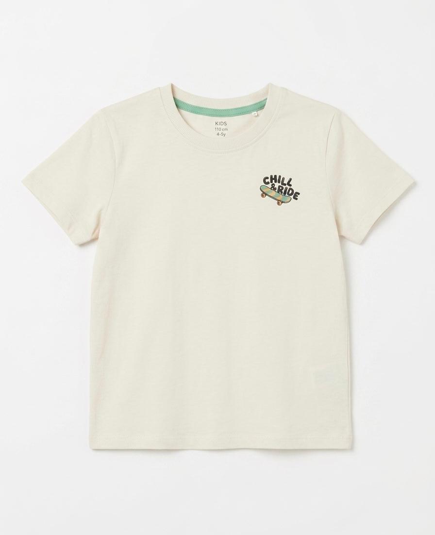Kids "Chill & Ride" Premium Cotton T-Shirt – Off-White