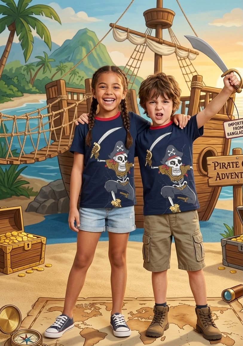 Kids Pirate Skeleton Graphic T-Shirt