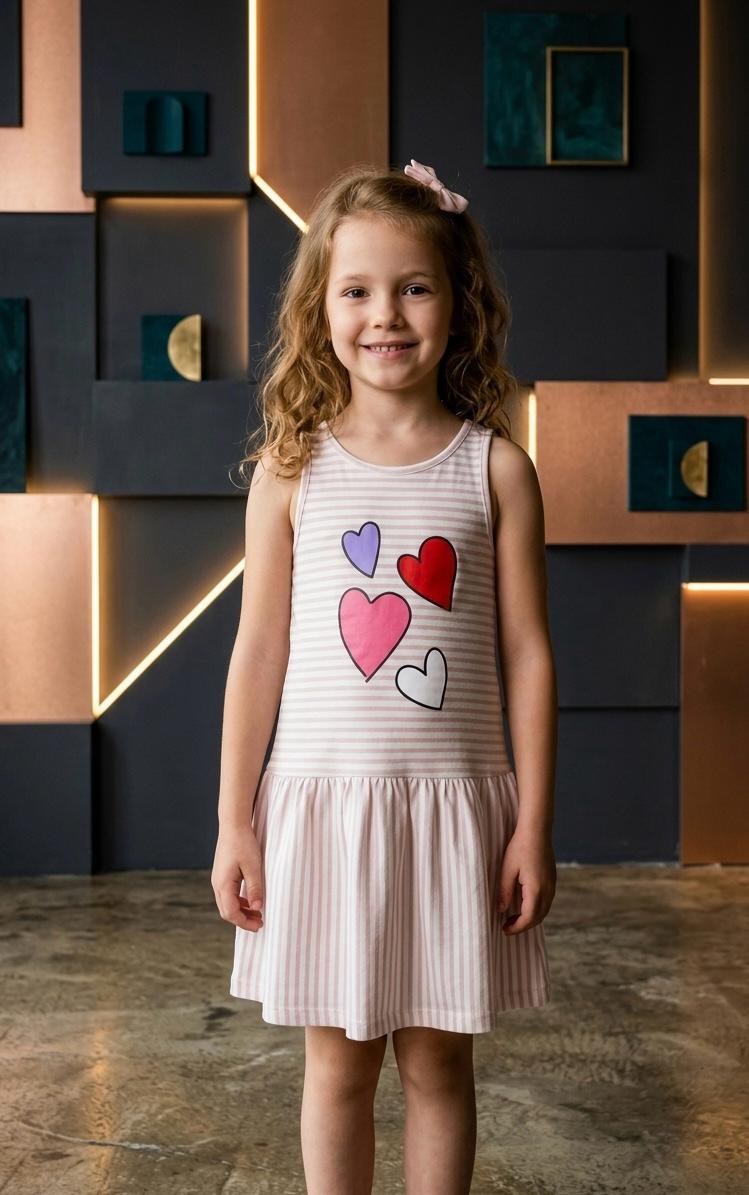 H&M Girls Heart Print Sleeveless Cotton Pink Frock – Bangladesh Import