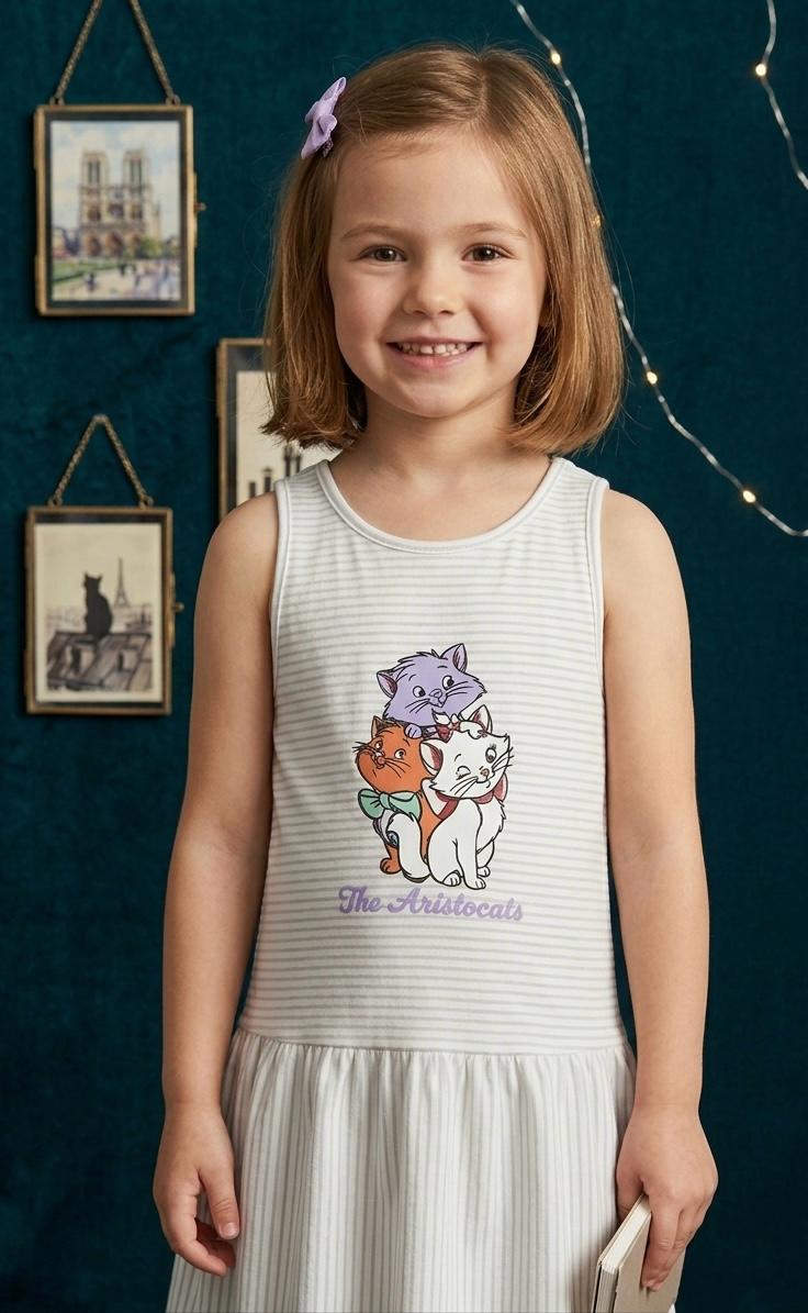 Disney Aristocats Kids Frock - Baby Girl Summer Sleeveless Dress