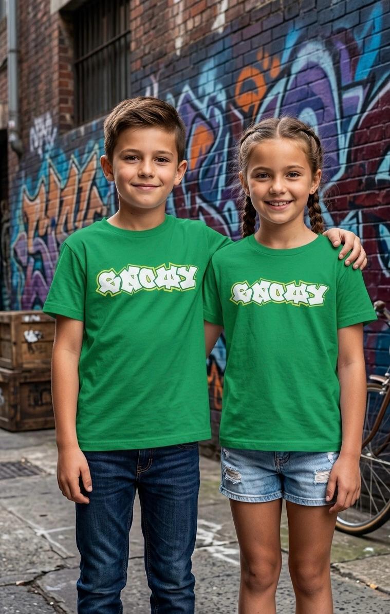 Kids "SNOWY" Graffiti Graphic T-Shirt – Kelly Green