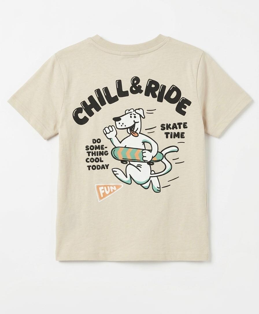 Kids "Chill & Ride" Premium Cotton T-Shirt – Off-White