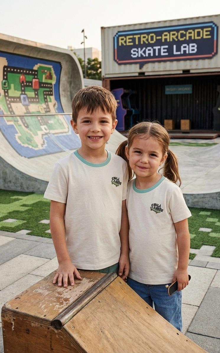 Kids "Chill & Ride" Premium Cotton T-Shirt – Off-White