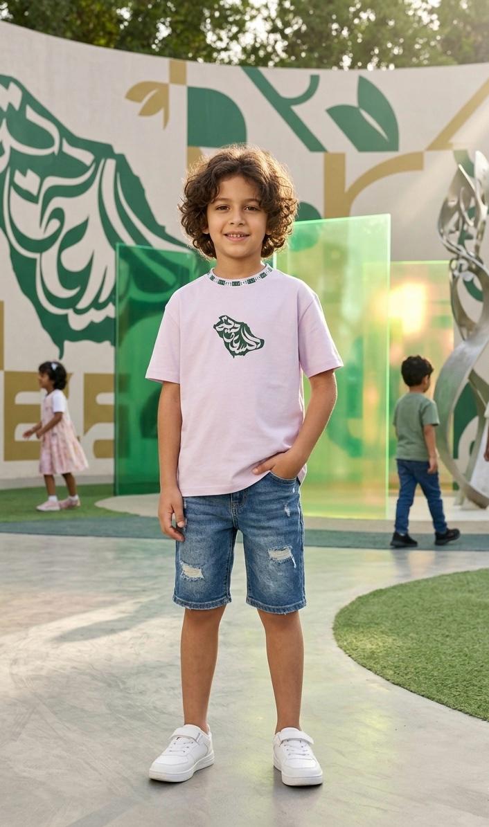 Kids Premium Arabic Calligraphy Cotton Tee – Pastel Lilac