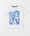 Kids "Ocean Vibes" Premium Cotton Graphic Tee – White
