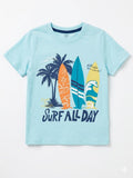 Kids "Surf All Day" Premium Cotton Graphic Tee – Sky Blue